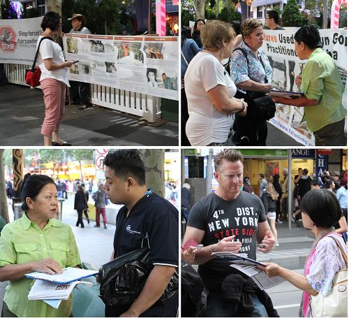 图：很多游客和当地民众也在当晚了解了真相并在征签表上签名，希望为制止迫害贡献一份心力